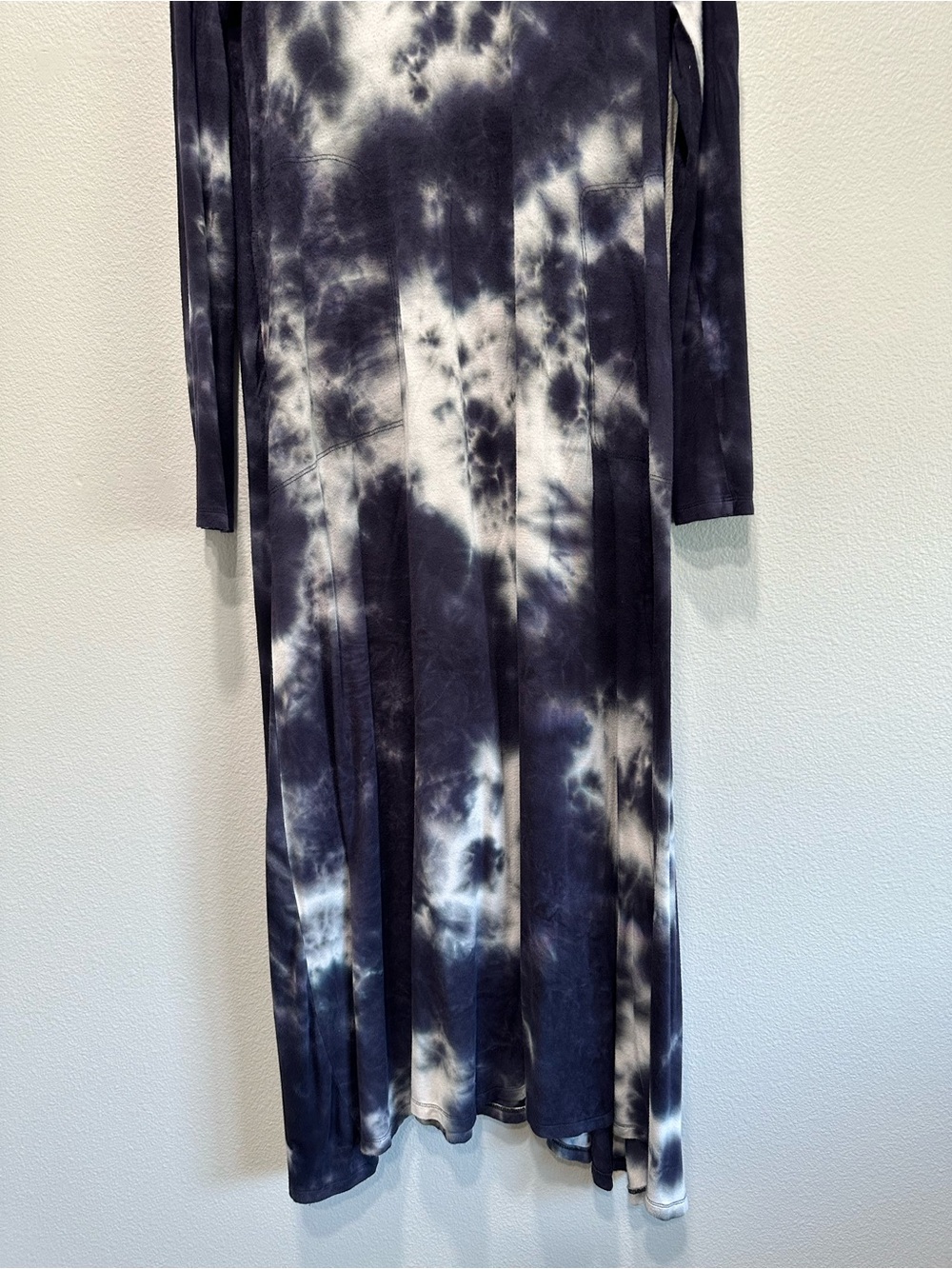 Natural Life Tie-Dye Long Sleeve Maxi Dress - Navy/white,small,pockets,fair cond - Picture 3 of 9